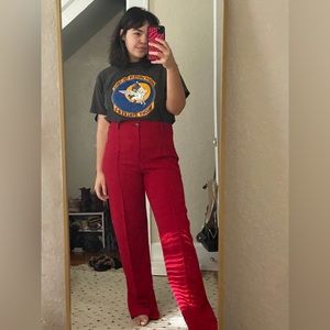 Red Pleated Zara Trousers (NWT)
